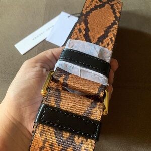 Marc Jacobs Brown Snake Print Guitar Bag Strap with Gold Hardware